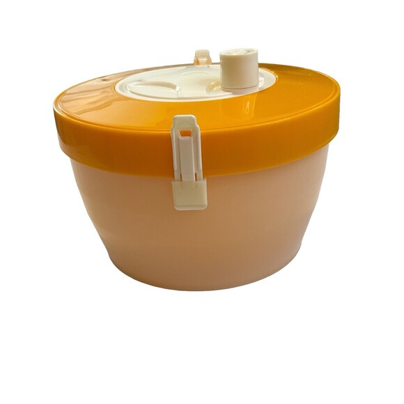 Vintage Hoan Salad Spinner Orange White Mid Century Modern 1970s Retro Kitchen - Picture 1 of 14